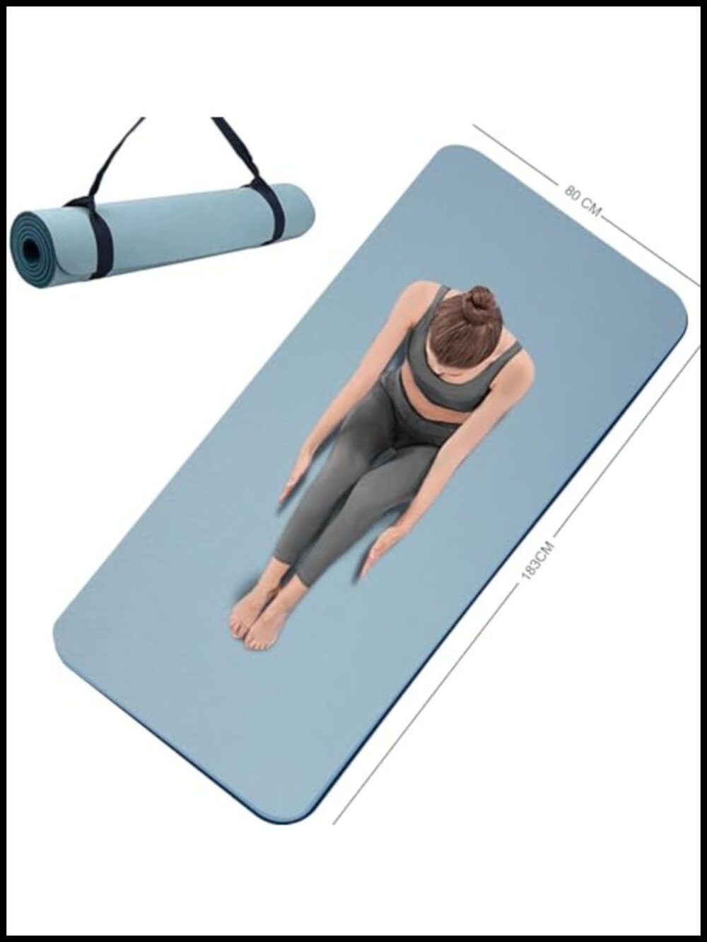 Extra Wide Thick Yoga Mat TPE Double-Sided Non-Slip with Carrier Strap